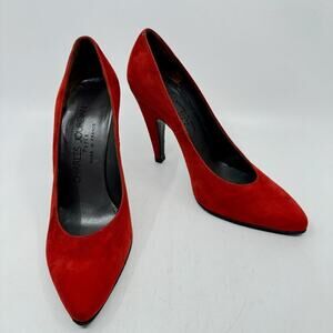 Vintage 90s CHARLES JOURDAN PARIS Red Suede Pumps